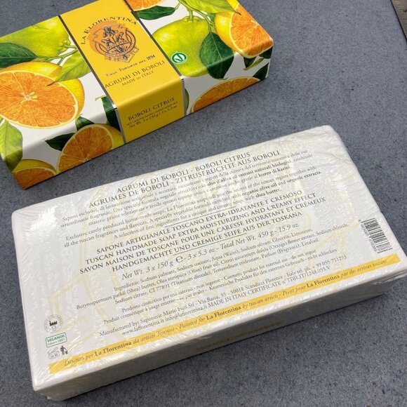 La Florentina Boboli Citrus Hand Soap Set 3 x 150g Orange Extract Made In Italy - Picture 5 of 8